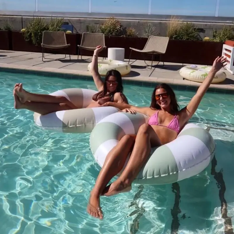 young women in a pool